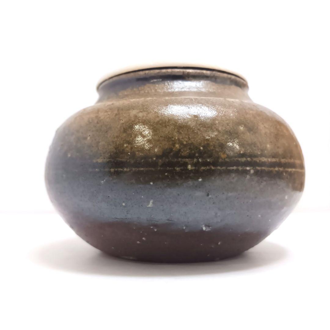 Y3339-5 備前焼 高原敏 茶入 共箱 古代名物裂仕覆付　#13