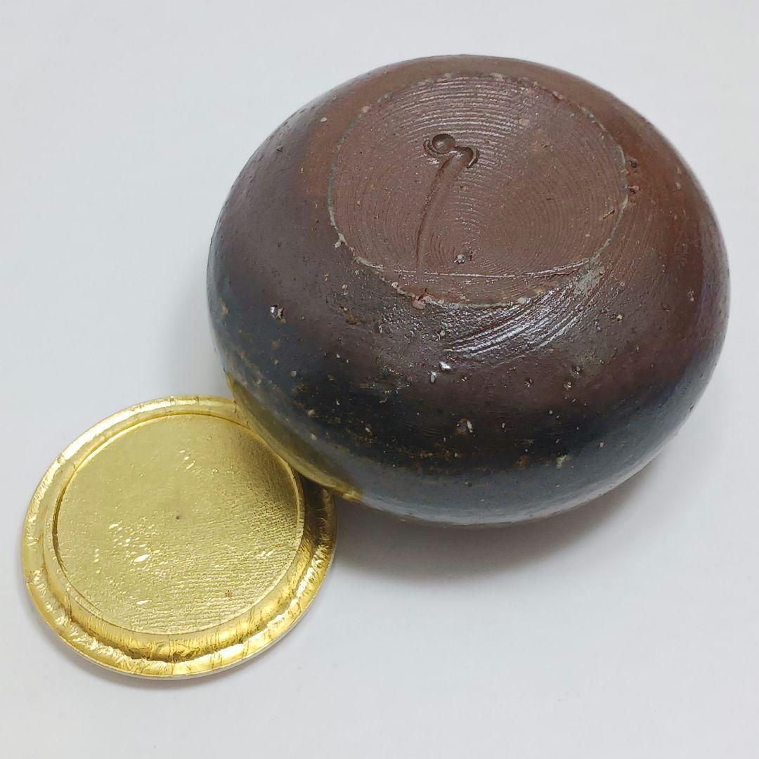 Y3339-5 備前焼 高原敏 茶入 共箱 古代名物裂仕覆付　#13