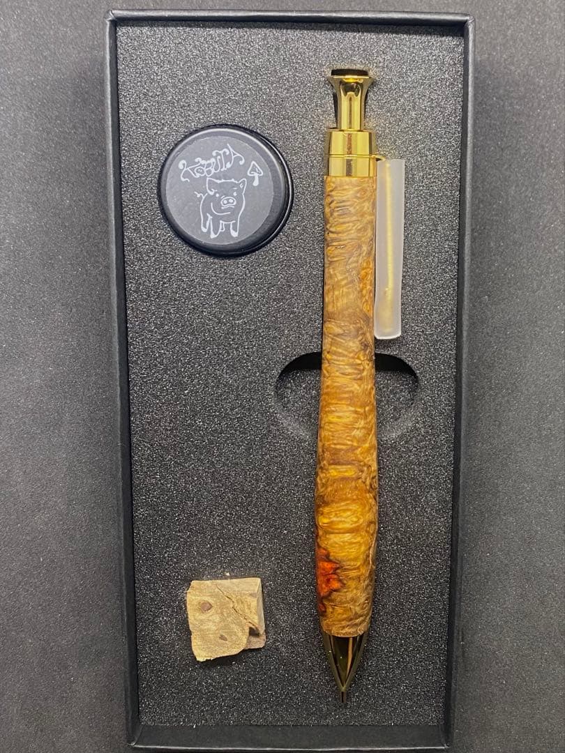 こぶた工房 シャープペンシル 極上花梨瘤 赤青0.5mmゴールド金具