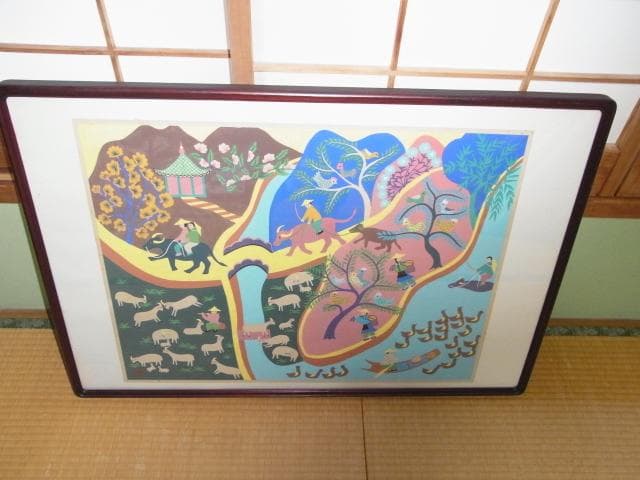 ’70年文化大革命◆高風作『農村風景』金山農民画 第４回江南之春美術展１等受賞者
