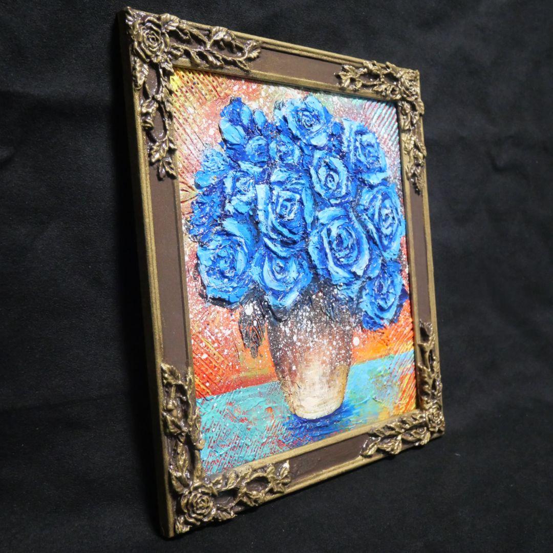 油絵 油彩 油彩画 絵 絵画【青い薔薇】