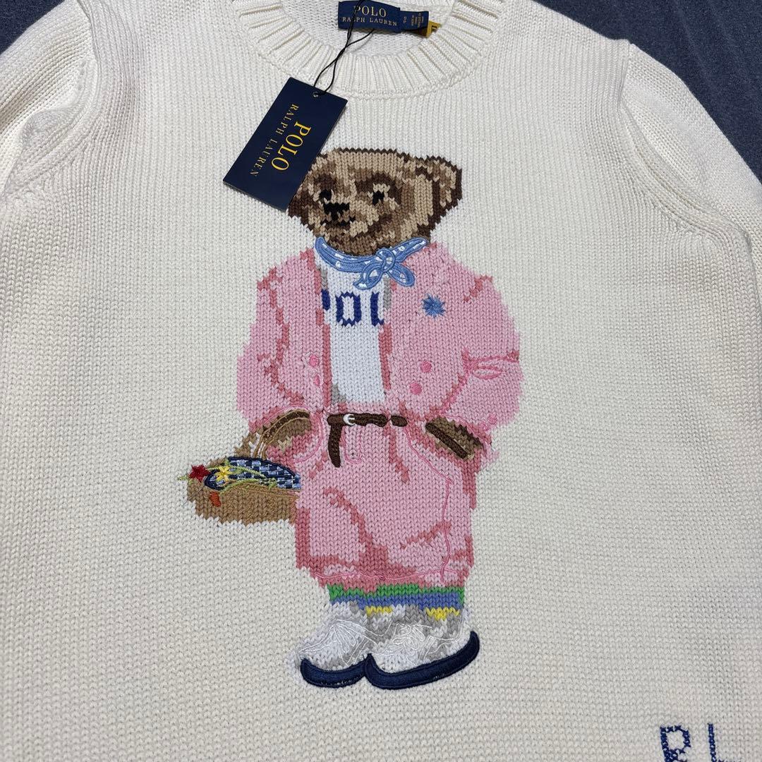 新品タグ付　ポロベア コットンセーター ポロラルフローレン 綿100 刺繍 S