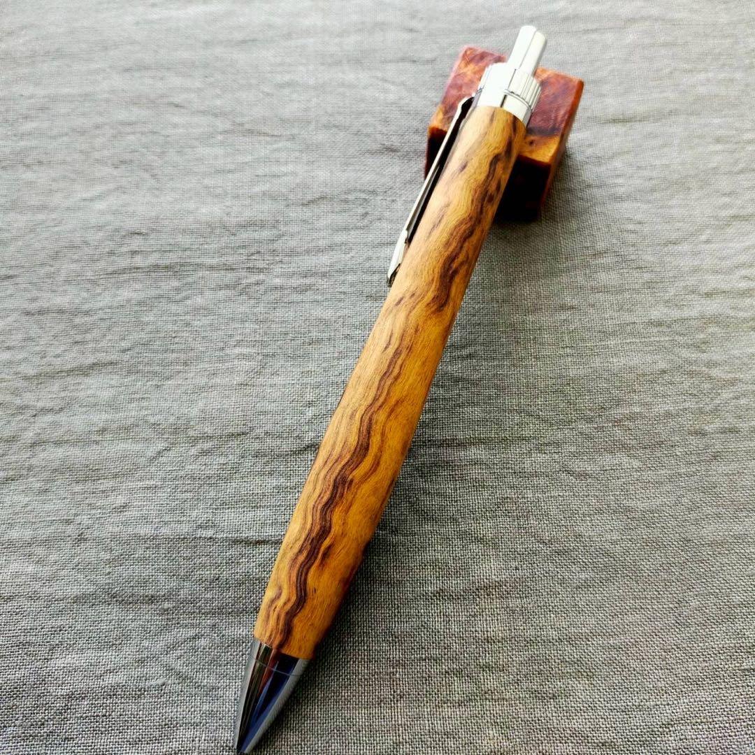 斑入黒檀　ハンドメイド　木軸ボールペン　G2　天然木　シルバー