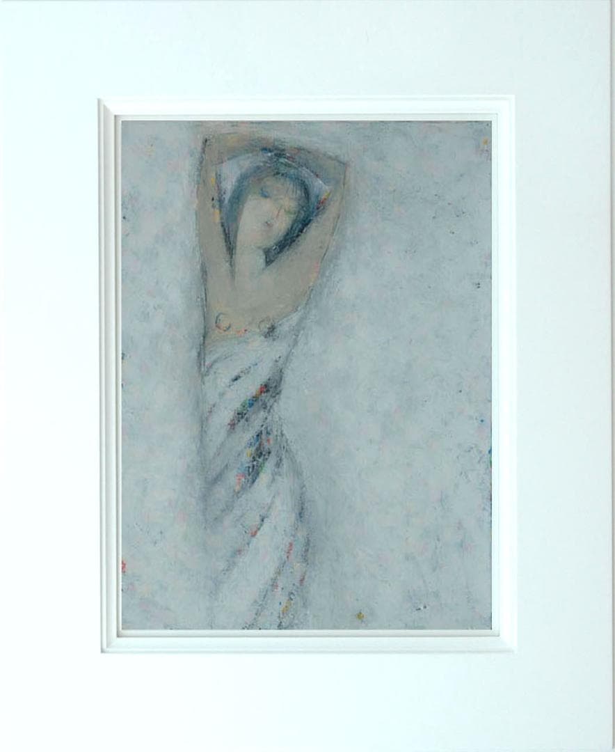油絵 絵 絵画インテリア 額付(青緑＋金色の枠) F6-080912 人物女性像