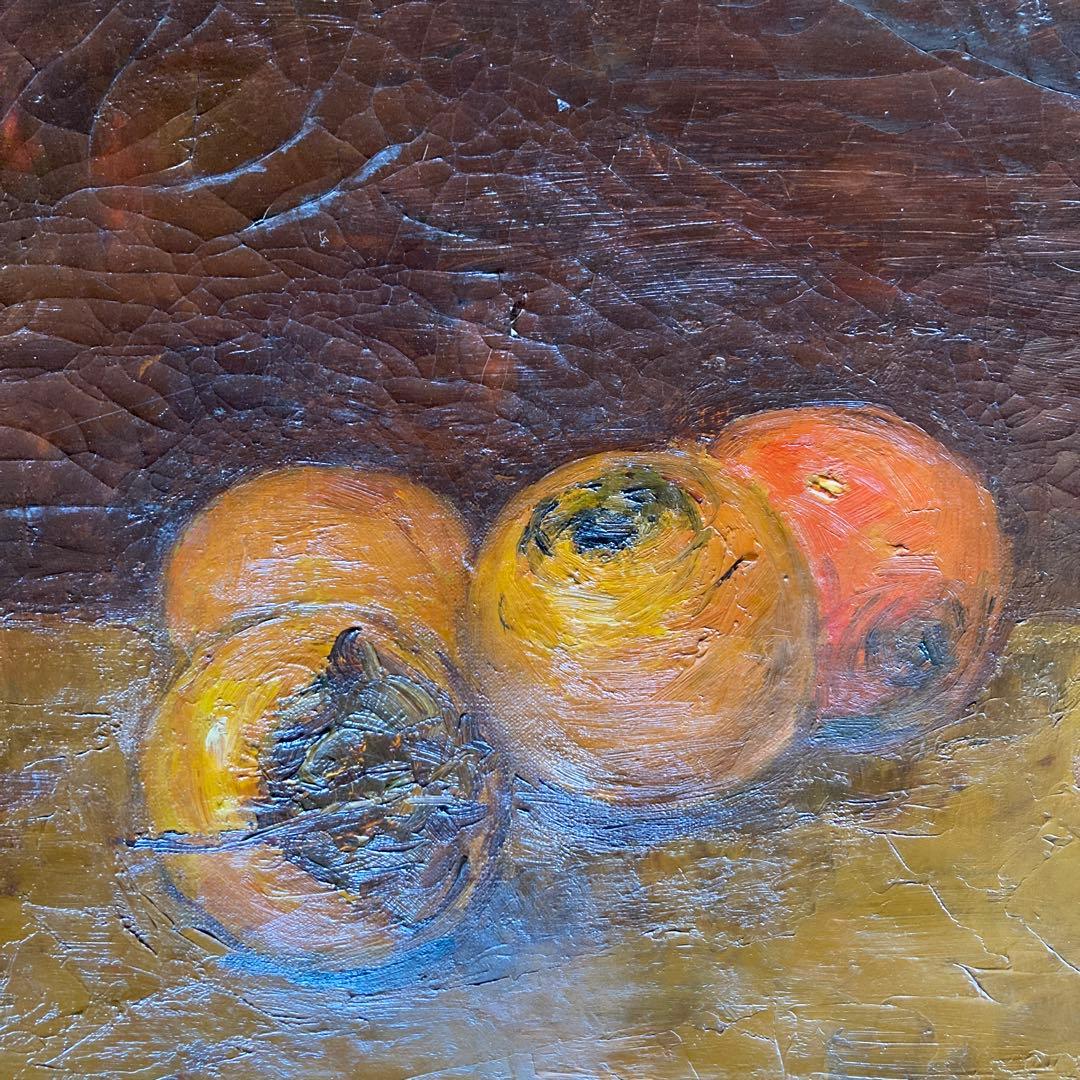 ￼刑部人「柿」8M額35×63絵￼27.5×45.5CM絵の具の割れあり