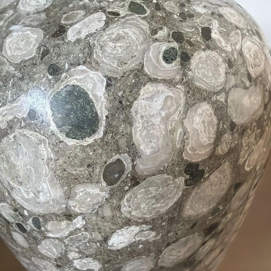 天然石製 花器 花瓶 化石模様 石工芸　什器　オブジェ