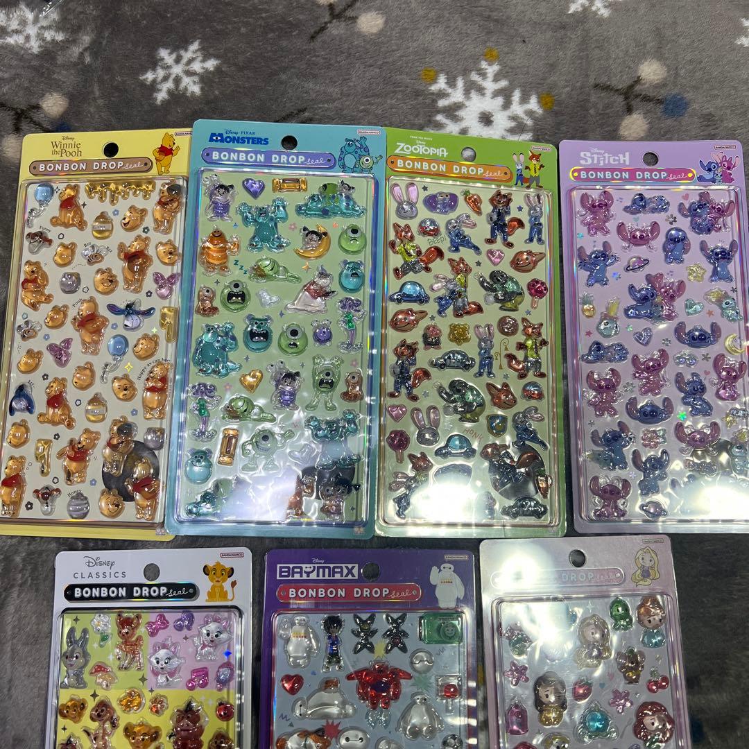 ディズニーボンボンドロップシール7パックセット