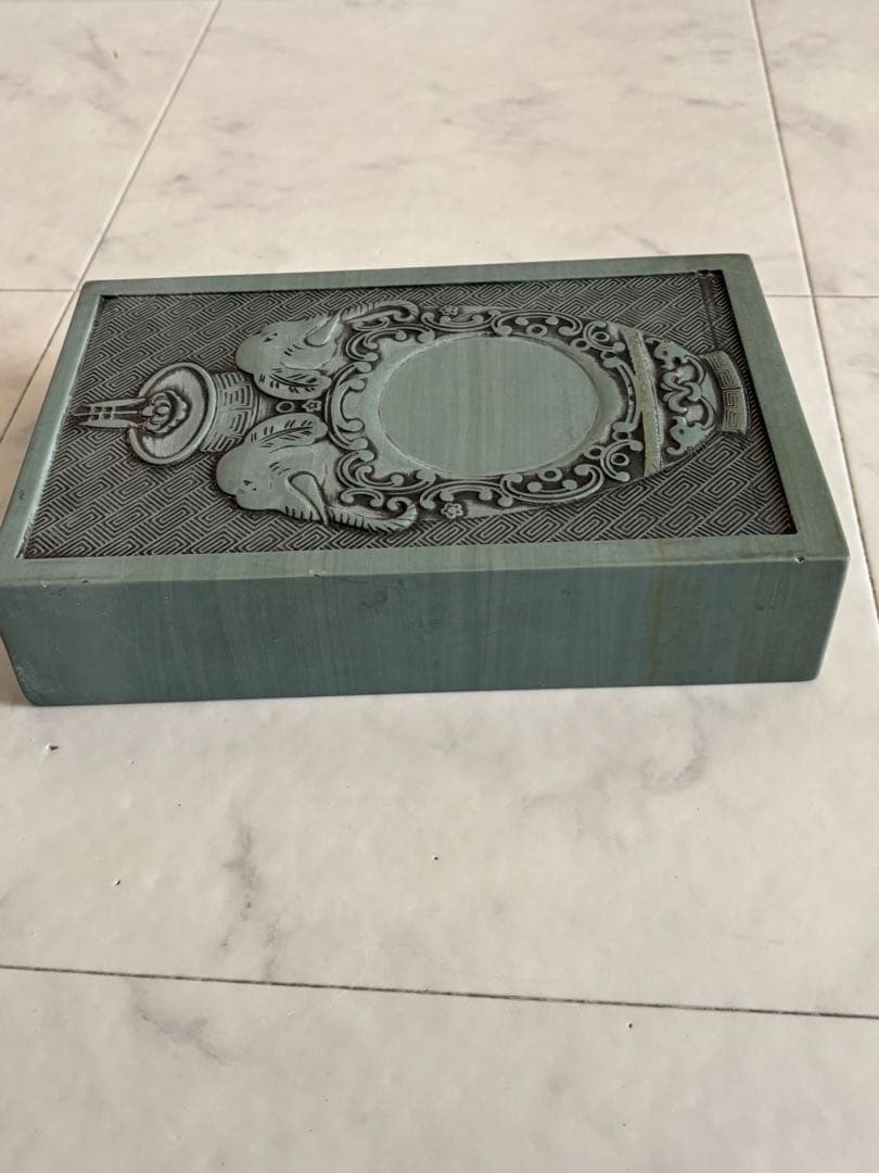 清康熙 雙象耳寶瓶　特大 清代 古硯 彫 紋 古硯 緑硯 端硯 端渓硯 松花硯