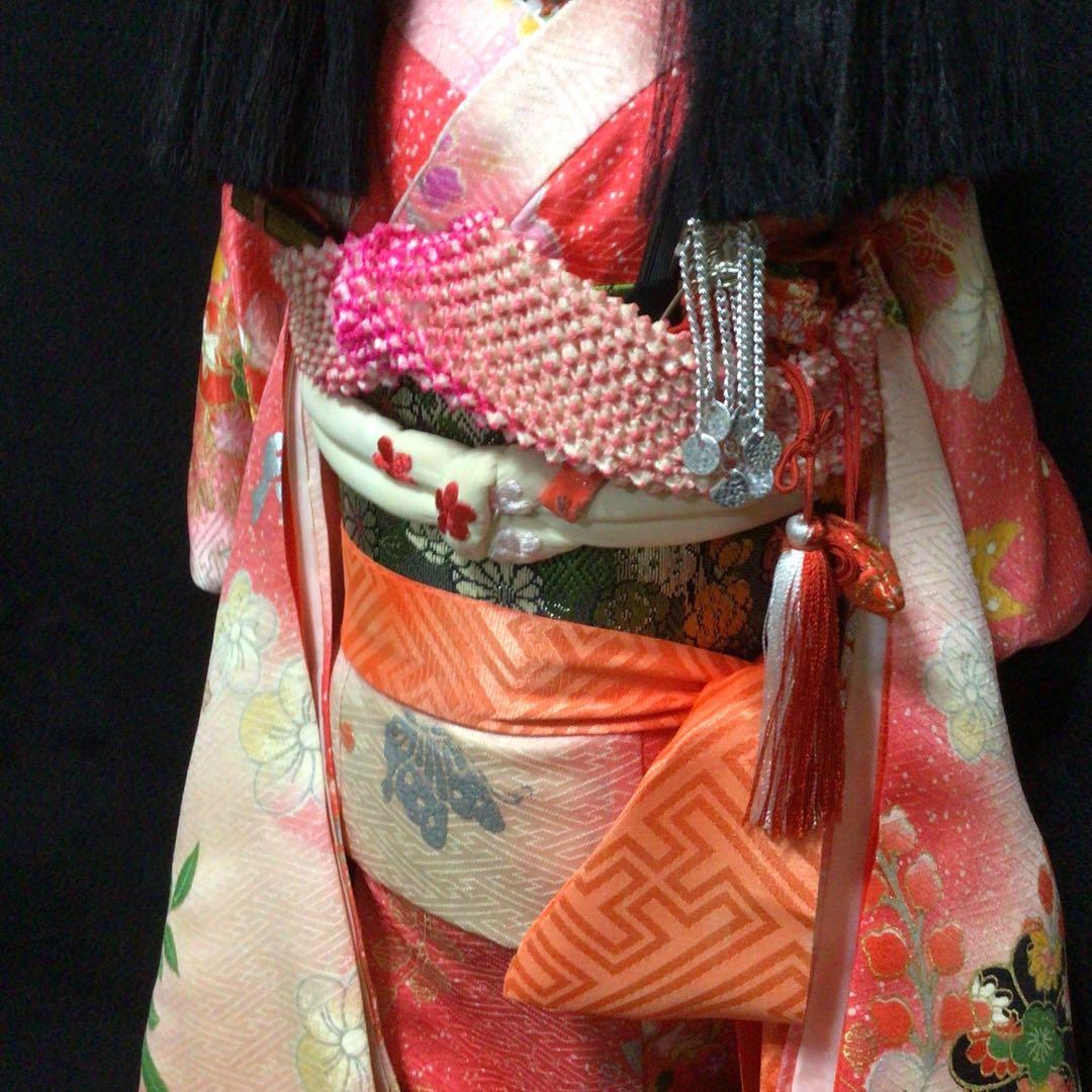 市松人形 ピンクオレンジ着物
