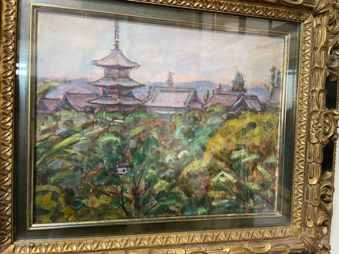 巨匠 小絲源太郎『山寺』油彩 カンヴァス F6 原画 真作保証 1点もの 鬼貴重
