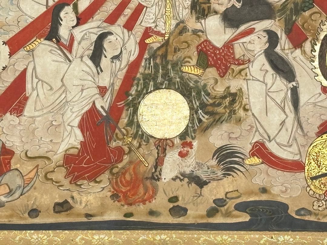 「天の岩戸の図（天岩戸）」極彩色 江戸時代中期頃筆 1幅|伊勢神宮 神道