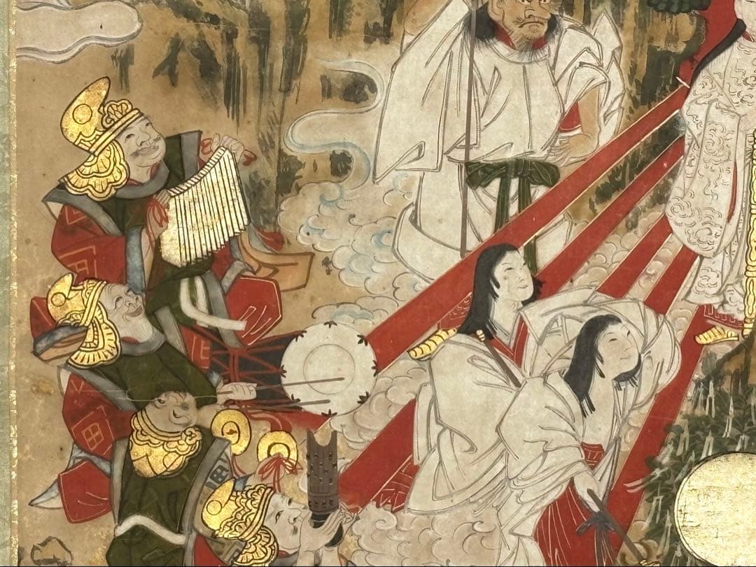 「天の岩戸の図（天岩戸）」極彩色 江戸時代中期頃筆 1幅|伊勢神宮 神道
