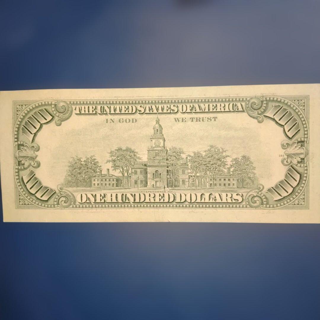 アメリカ合衆国 旧100ドル紙幣シリアル番号 Ｂ２１４１８９４８Ｂ