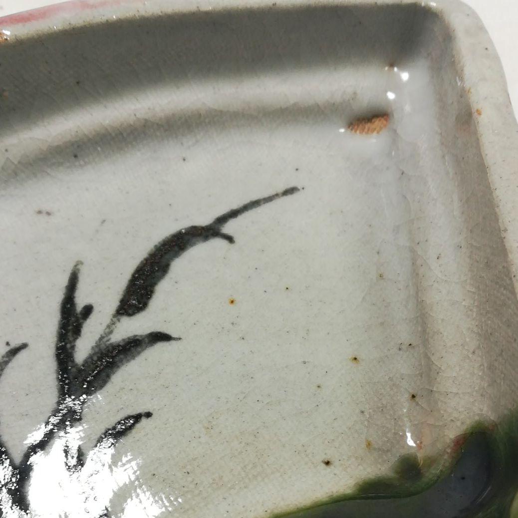 在銘あり　織部焼　扇形銘々皿　５客　懐石料理