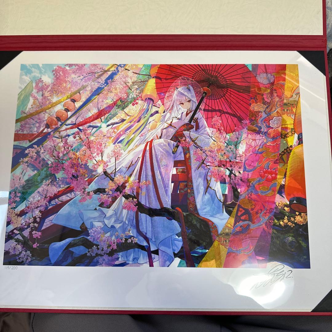 藤ちょこ直筆サイン入り書き下ろしアートグラフ彼岸の花複製原画