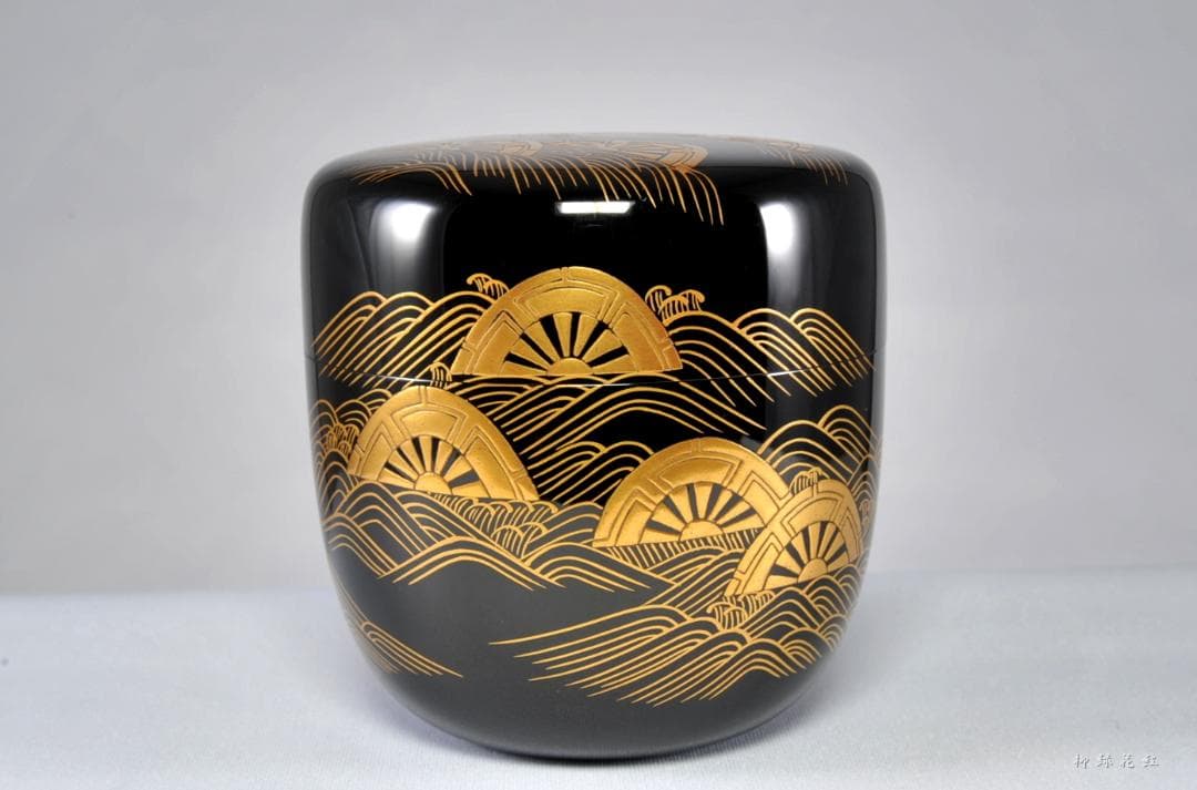 中村宗尹 片輪車蒔絵 大棗 内銀溜 共箱 茶道具