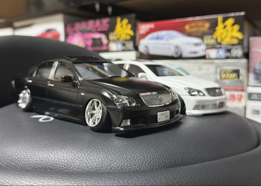 アオシマ GRS182 クラウン アスリート 2台セット 深リムホイール仕様
