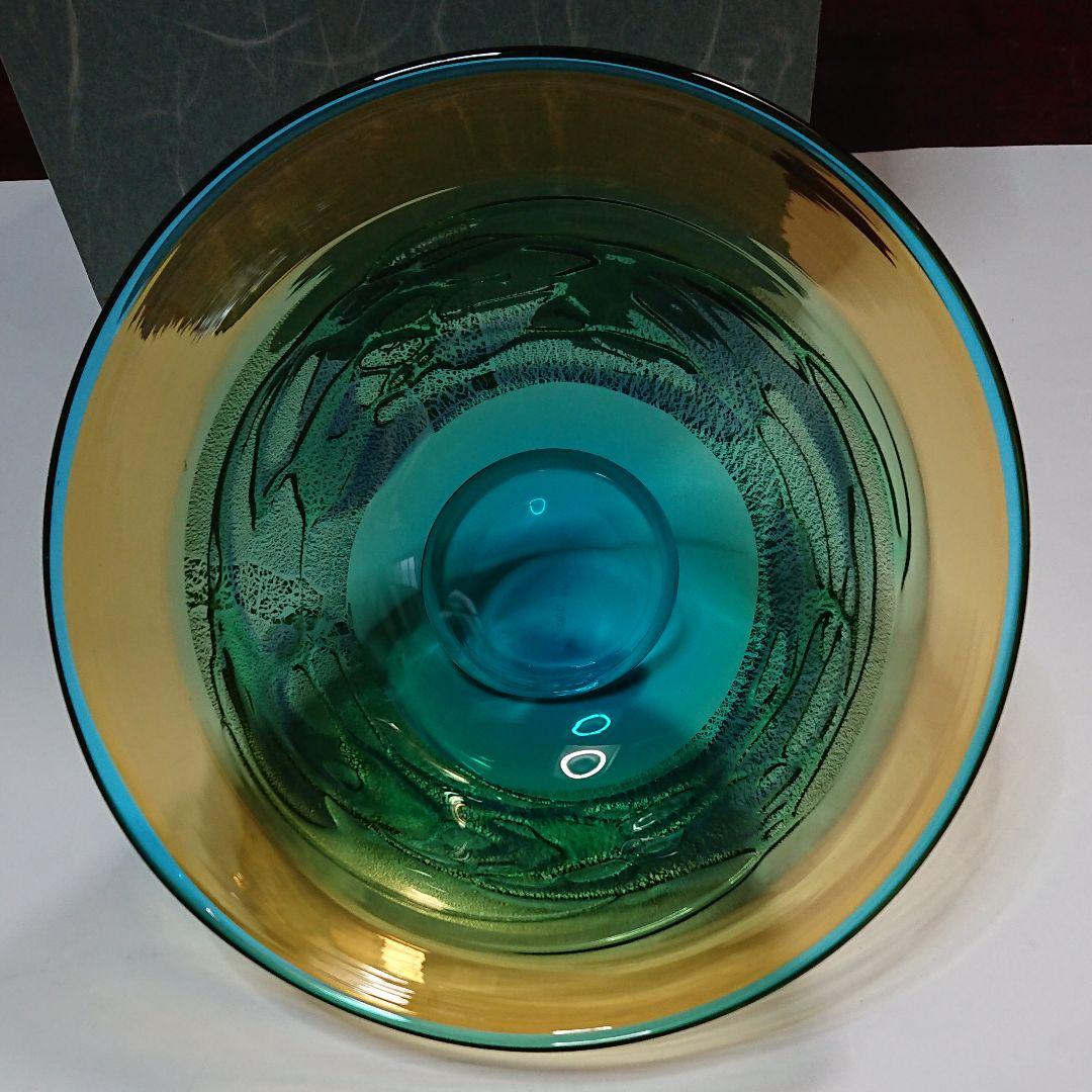 津軽びいどろ 作家物 秋村実作 金彩花入れ 重量約1075g未使用品・美品