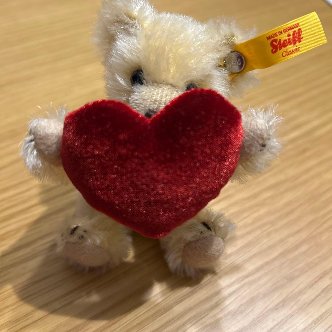 Steiff ビジュピコ　ハート　リング入れ　ぬいぐるみ　テディベア