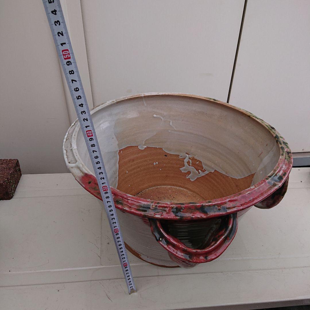 陶器ラッパ型睡蓮アンティーク睡蓮鉢