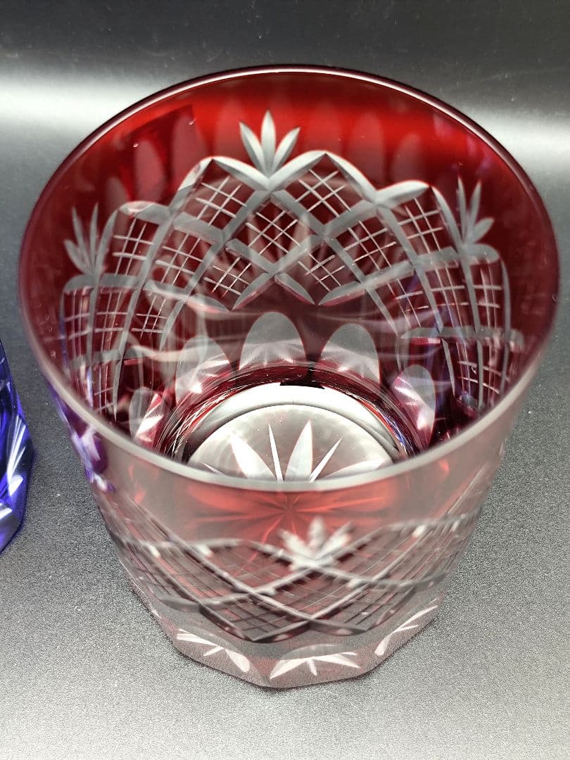 未使用美品☆定価約2万円 江戸切子 ペアロックグラス（切子、江戸切子、薩摩切子）