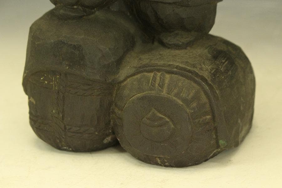 古銅 木彫刻写 大黒 像 高26.7cm(A366)