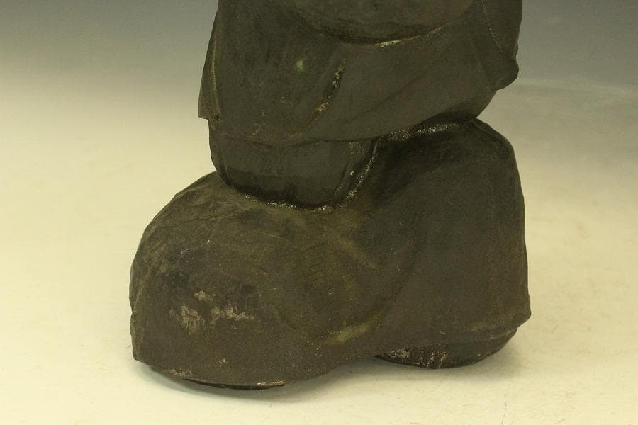 古銅 木彫刻写 大黒 像 高26.7cm(A366)
