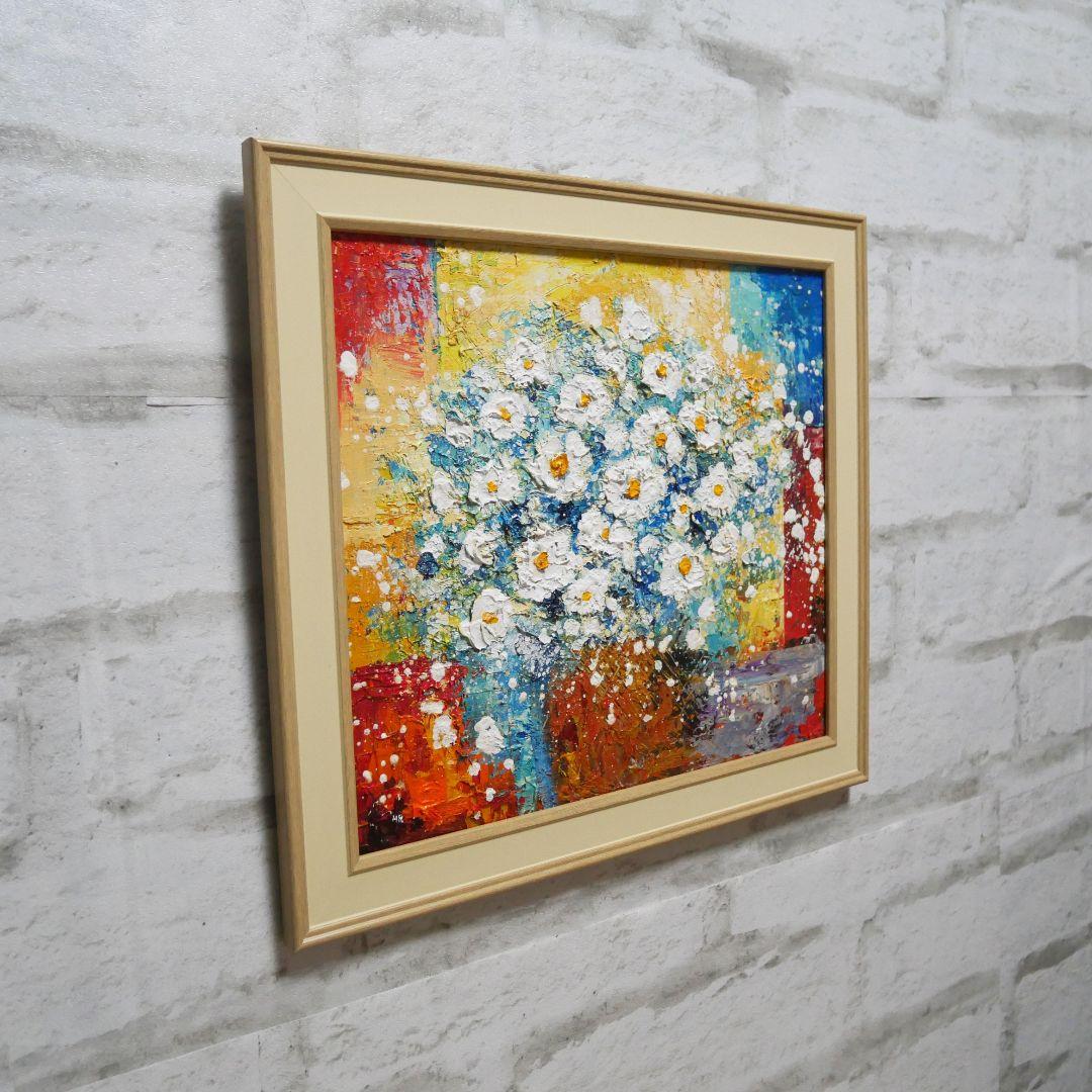 油絵 絵画【白い花】