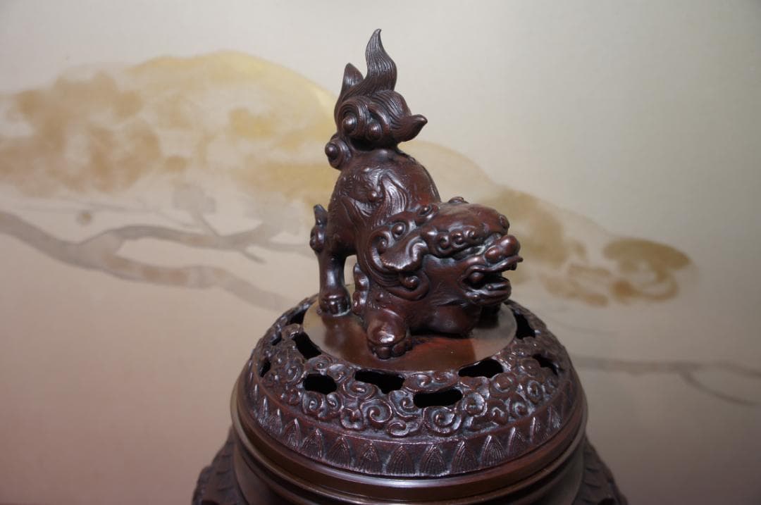 専用★美品 高岡銅器 瑞峰作 新特大 花鳥 高級銅製香炉工芸作家造 送料込み