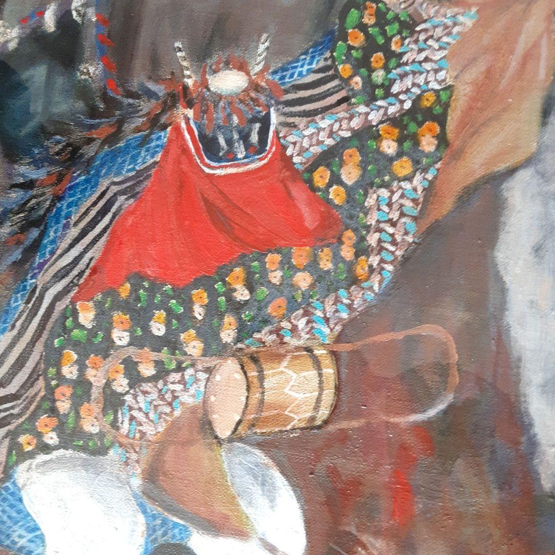 絵画　油彩　黒澤國昭　鹿子踊　ししおどり　F6号