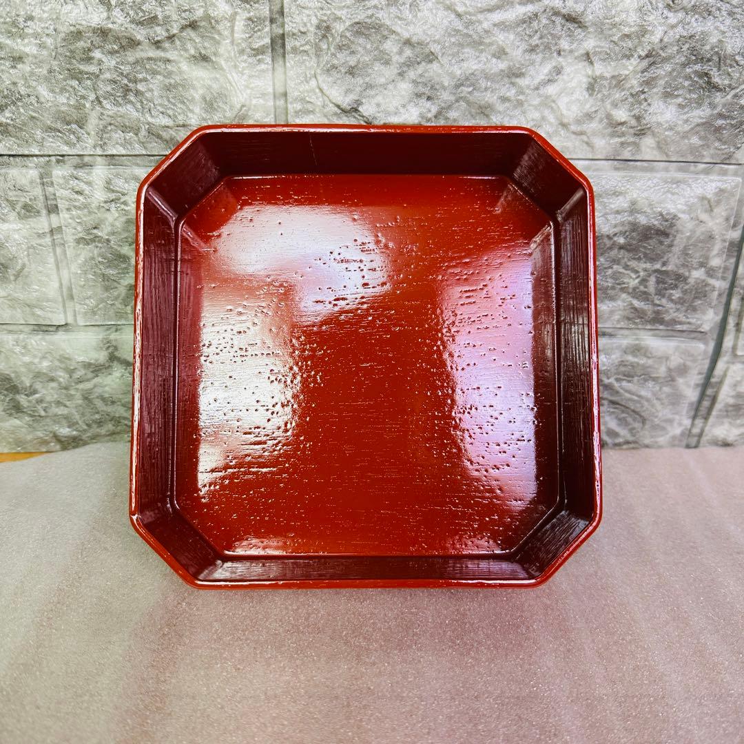 【茶道具　菓子器】縁高重　漆塗り　花鳥　中村湖彩作　5客