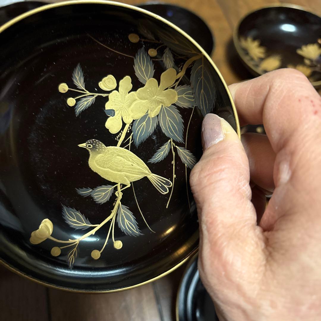 特別出品　アンティーク蒔絵が素敵な菓子皿10枚　鳥と花　風情あり　茶道具