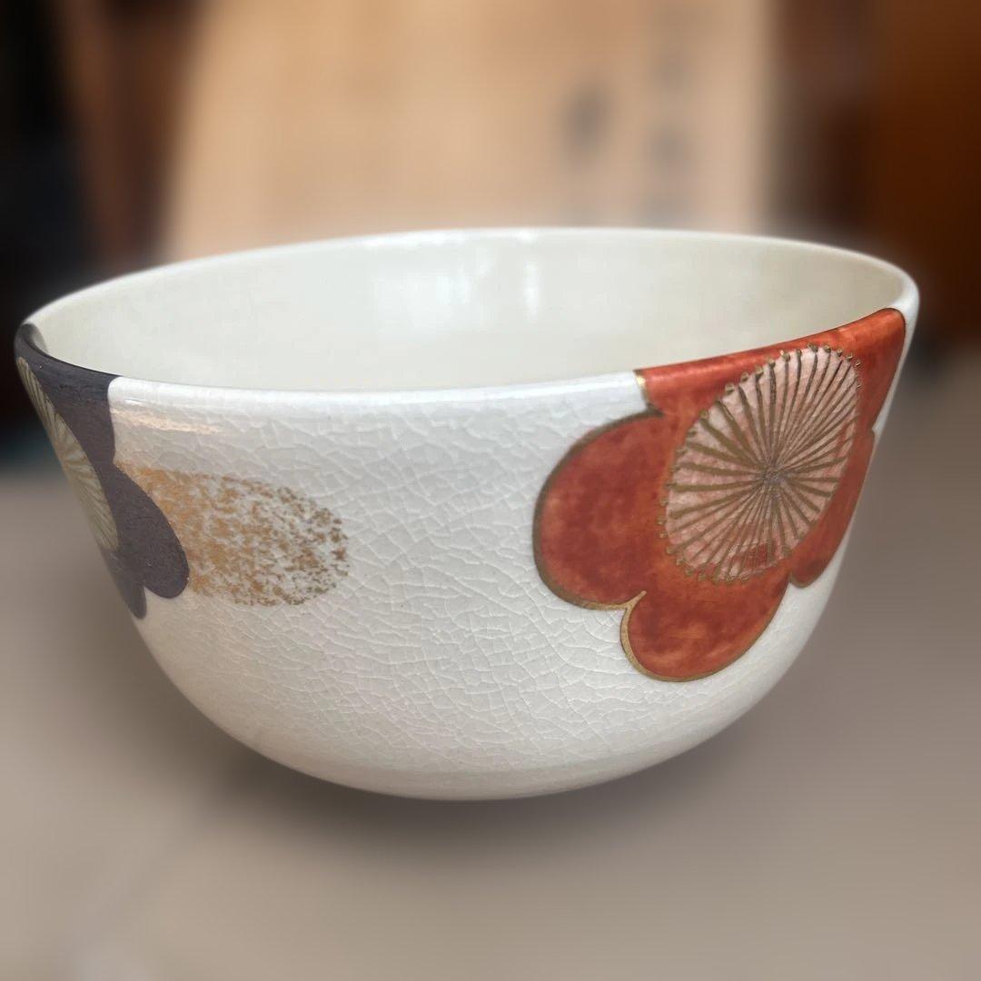 茶道具　仁清写　梅茶碗　永楽即全造