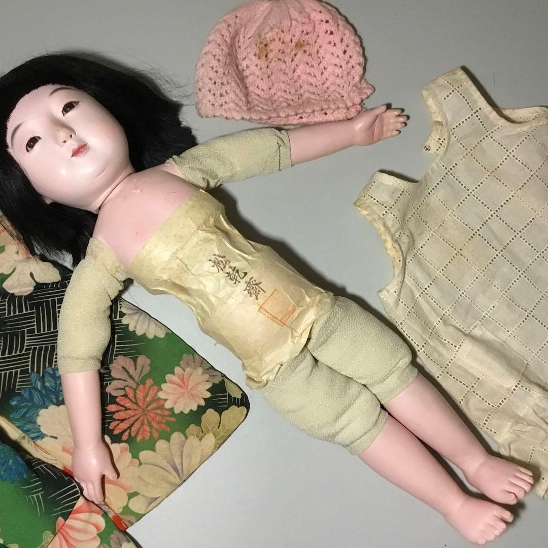 市松人形◆松乾斎 / まつ毛 / 50㎝◆抱き人形 お座り人形 大正ロマン