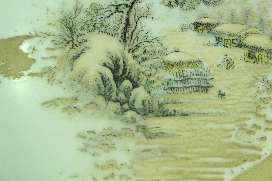 中国美術 墨絵 落 白磁香合 時代物(K-A723)