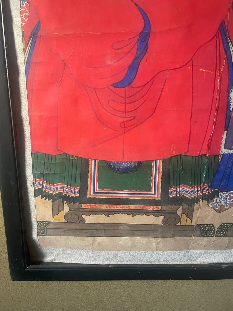 中国　古い　大型　人物画　アンティーク　絵画