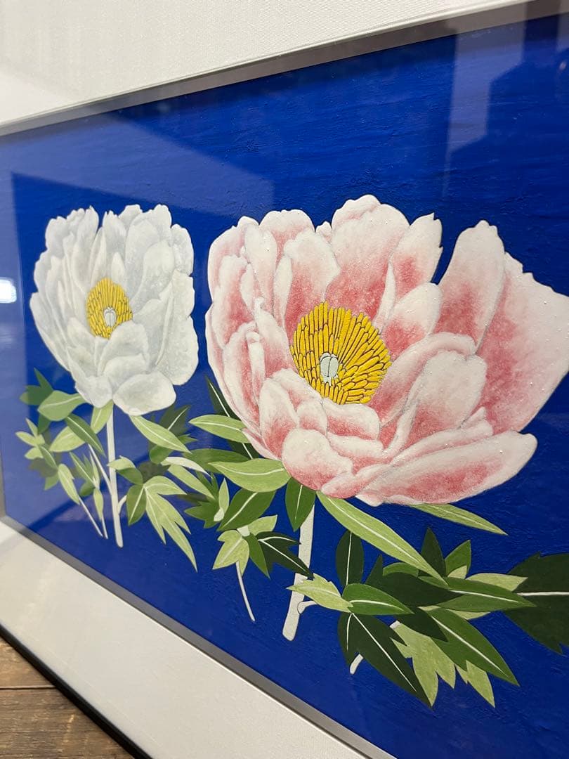 澁川矗 【ぼたん ぼたん】 2枚折屏風 950×500 真作保証 しぶかわなおし