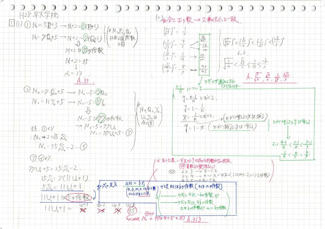 今だけ割引 塾講師オリジナル数学解説 早大学院 高校入試 過去問 2013-23
