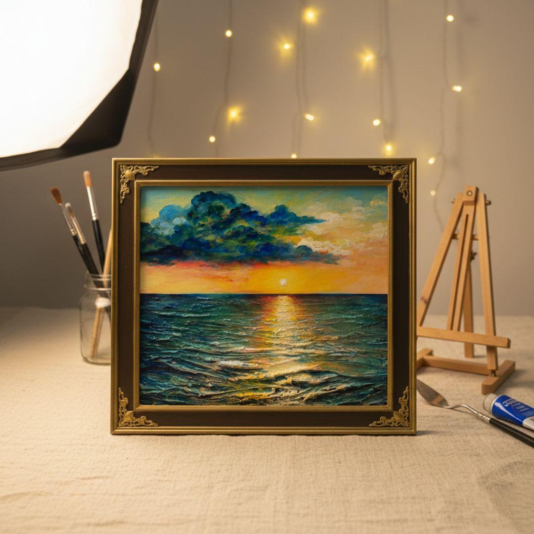 油絵 油彩 油彩画 絵画【Sea at Dusk】