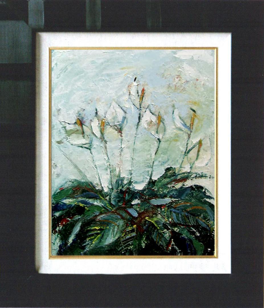 油絵 菅家令子 絵 絵画 インテリア 額付(白) uF6-111802 花