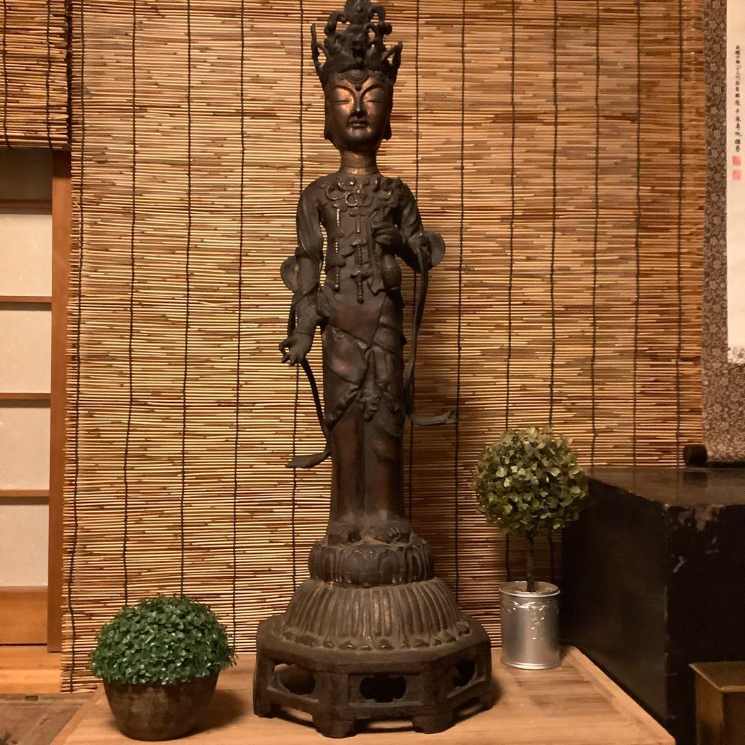 朝鮮・三国時代「百済・観世音菩像」高句麗・新羅・百済・天平・銅鉄・特大