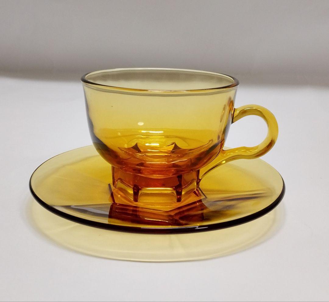 昭和中期 硝子六角形コーヒーカップ5点セット