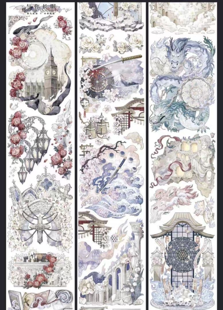 切売 865★ 海外 マスキングテープ マステ PET 装飾 花 背景 贝壳金