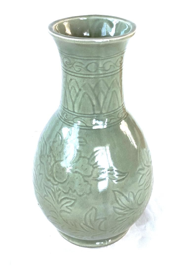 陶器 花器 青磁 美品 Ac-301