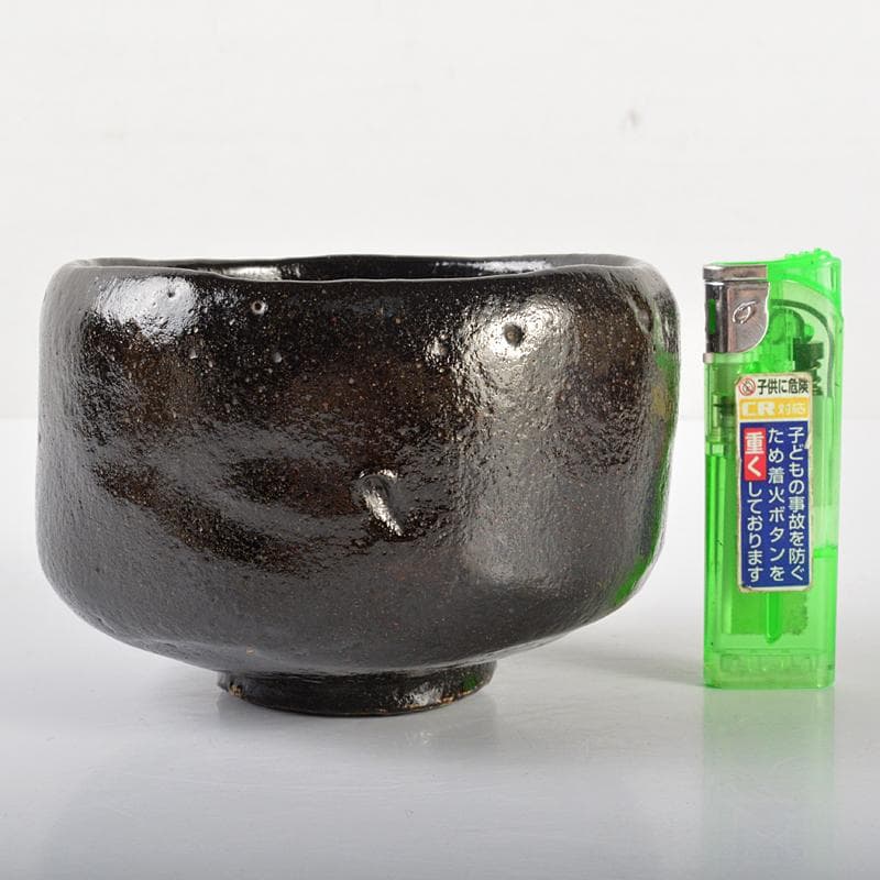 茶道具　楽吉左衛門　黒楽茶碗　共箱　V　R6560