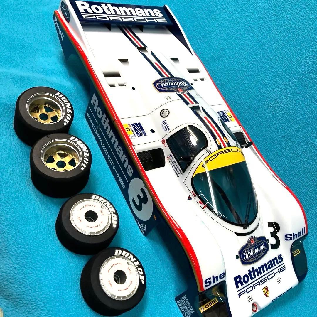 タミヤ RCカー ボディ & タイヤホイール ポルシェ956 塗装ミスあり