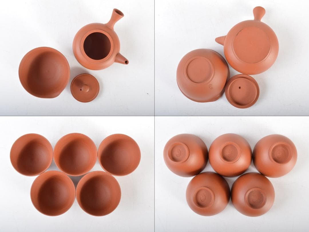 煎茶道具　常滑焼　山田常山造　朱泥　茶器揃　共箱　L　R4613