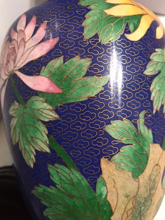 花瓶　七宝焼花瓶　台座付き