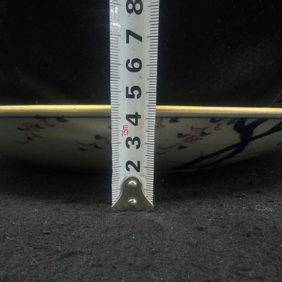 古伊万里 富貴長春 赤 金蘭手 色絵大皿　江戸時代37cm