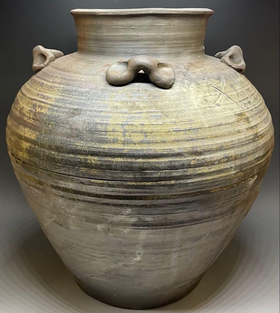 古備前　桃山時代　四耳壺　葉茶壺　大壺　特大　41cm f6441